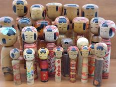 【JUNK】こけし大小25体セット|工芸品