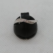 K10WGリング　8号|透明石付 4℃刻印有