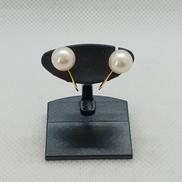 K18YGイヤリング|白丸玉石付