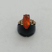 K10YGリング　13号|オレンジ色石付き