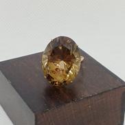 K14YGリング　14号|薄茶色石付