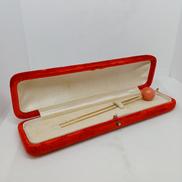 K18YGかんざし　13CM|オレンジ石付き