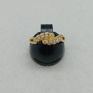 750YGリング 9号|透明石付 D0.20 0105刻印有