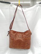 クロコダイル皮ショルダーバッグ　ブラウン|-