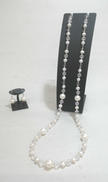 淡水パール&水晶ネックレス&ピアス|選択不可