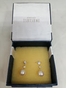 K10WGピアス|クリア石}パール