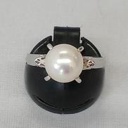 K14WGリング|白玉石付き