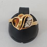 K18YG PT900コンビリング|透明石付き0.06刻印