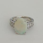 K18WG石付きリング|K18WG