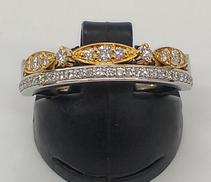 K18/PT950コンビリング|宝石付きリング