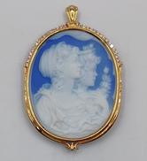 K18カメオブローチ|宝石付きペンダントトップ