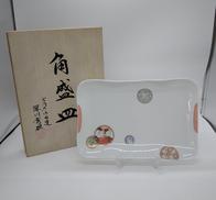 寿赤絵 角盛皿|深川製磁