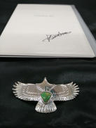 全銀和彫りイーグル天然ターコイズ|KENSHIRO