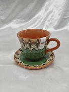 カップ&ソーサー(緑)|ブルガリアトロヤン陶器