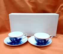 ブルーローズ ティー碗皿ペア|大倉陶園