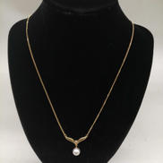 パール付きネックレス|K18