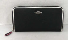 COACH 黒クロスグレインレザー長財布|COACH