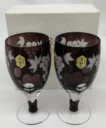 江戸切子 ペア足付ビール杯|ミツワ硝子工芸