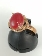 K18珊瑚付きリング|-