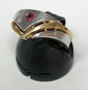 PT900 K18赤石付きリング|-