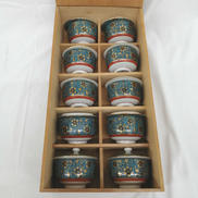 蓋付汲出揃 青粒鉄仙|九谷焼