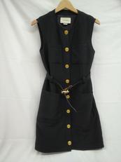 ベルト付きワンピース ウール・シルク混|GUCCI