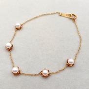 白玉付ブレスレット|K18