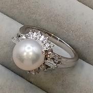 総重量6.1G|PT900白玉透明石付きリング