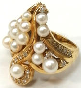 K18石付きデザインリング|-