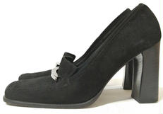 スクエアトゥスウェードパンプス|GUCCI