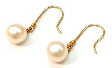 K18パール付きピアス|-