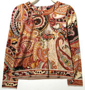 ペイズリー総柄柄カットソー|LEONARD