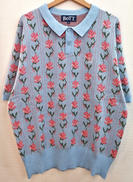 花柄ニットポロシャツ|BOTT