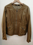 羊革ノーカラージャケット|DKNY