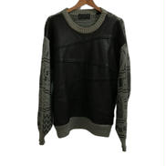 レザー切替ニットセーター|SAXONY