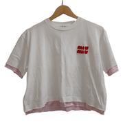 MIUMIU ロゴレイヤードショートスリーブカットソー|MIUMIU