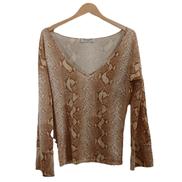 CHRISTIAN DIORシルク混パイソン柄V字カットソー|CHRISTIAN DIOR