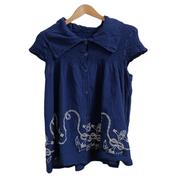 ME ISSEY MIYAKEシワ加工イカリ刺繍半袖ブラウス|ME ISSEY MIYAKE