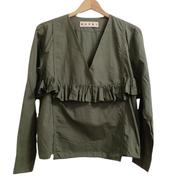 Vネックフリンジコットントップス|MARNI