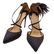 BLACK SATIN GELA DAVIS PUMPS|CHRISTIAN LOUBOUTIN