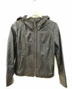 ラムレザーフーディブルゾン|-