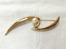 K18石付きブローチ|_