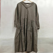 リネン混チェック柄開襟ワンピース|SAMANSA MOS2