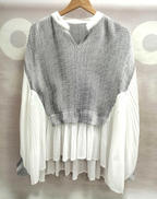 配色切り替えプリーツブラウス|SPECHIO