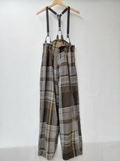 GAUZE PLAID SUSPENDER PANTS|Y's