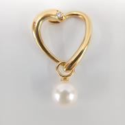 K18パール付ダイヤモンドトップ|宝石付きペンダントトップ