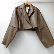 2WAYフェイクレザーショートジャケット|AMERI