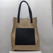 LEATHER POCKET CANVAS TOTE|CULLNI