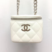 ホワイトキャビアスキンバニティチェーンショルダー|CHANEL