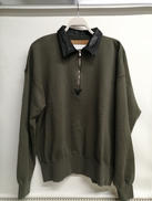 レザーカラーハーフジップスウェット|KYOU